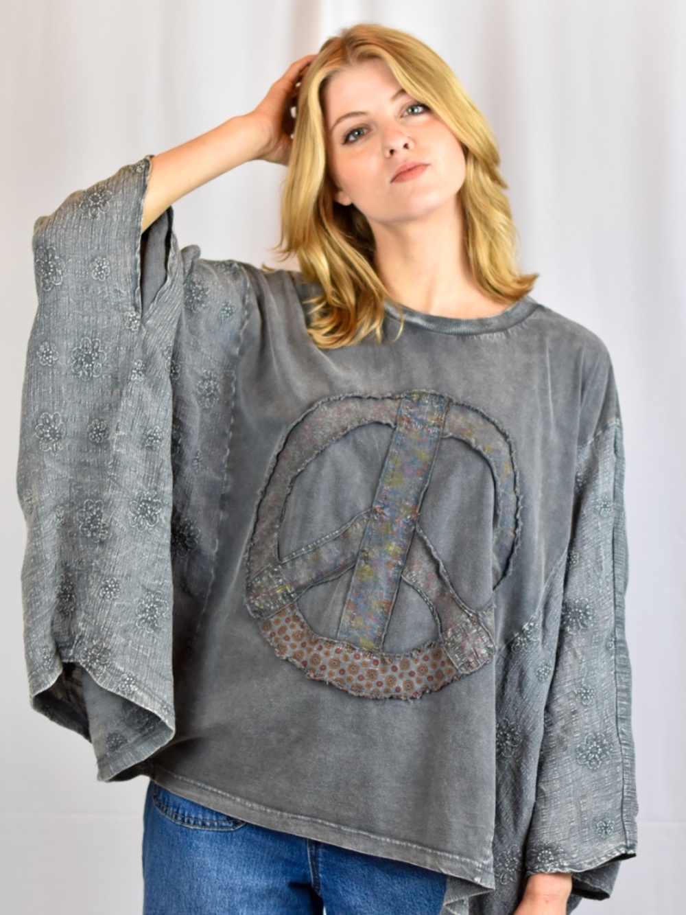 Easel Tops Brand Boho, Oversized, Relaxed “Peace”